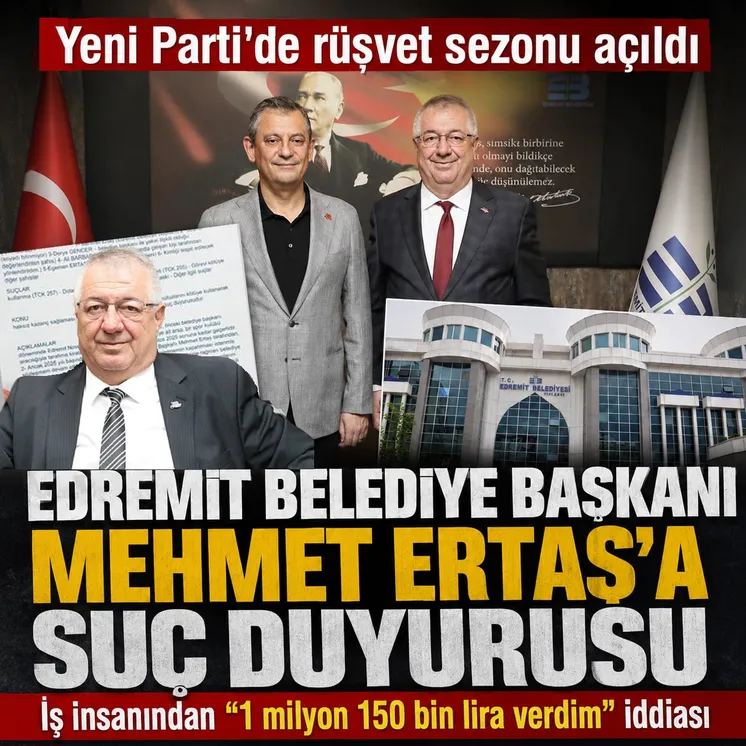 Edremit Belediye Başkanı Mehmet Ertaş'a suç duyurusu: "1 milyon 150 bin lira" rüşvet iddiası